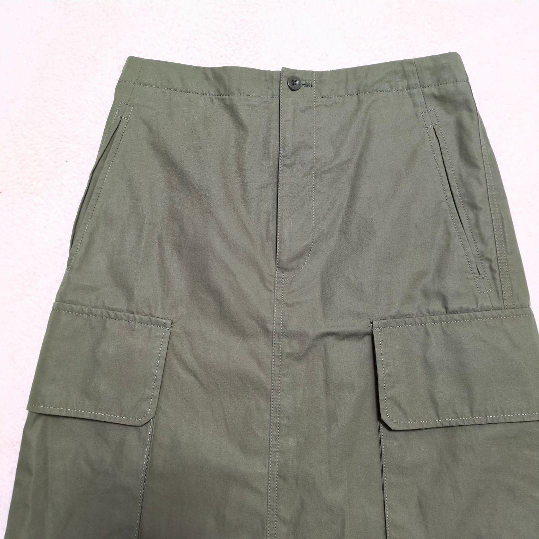 Spick & Span カーゴポケットIラインスカート　カーキ
