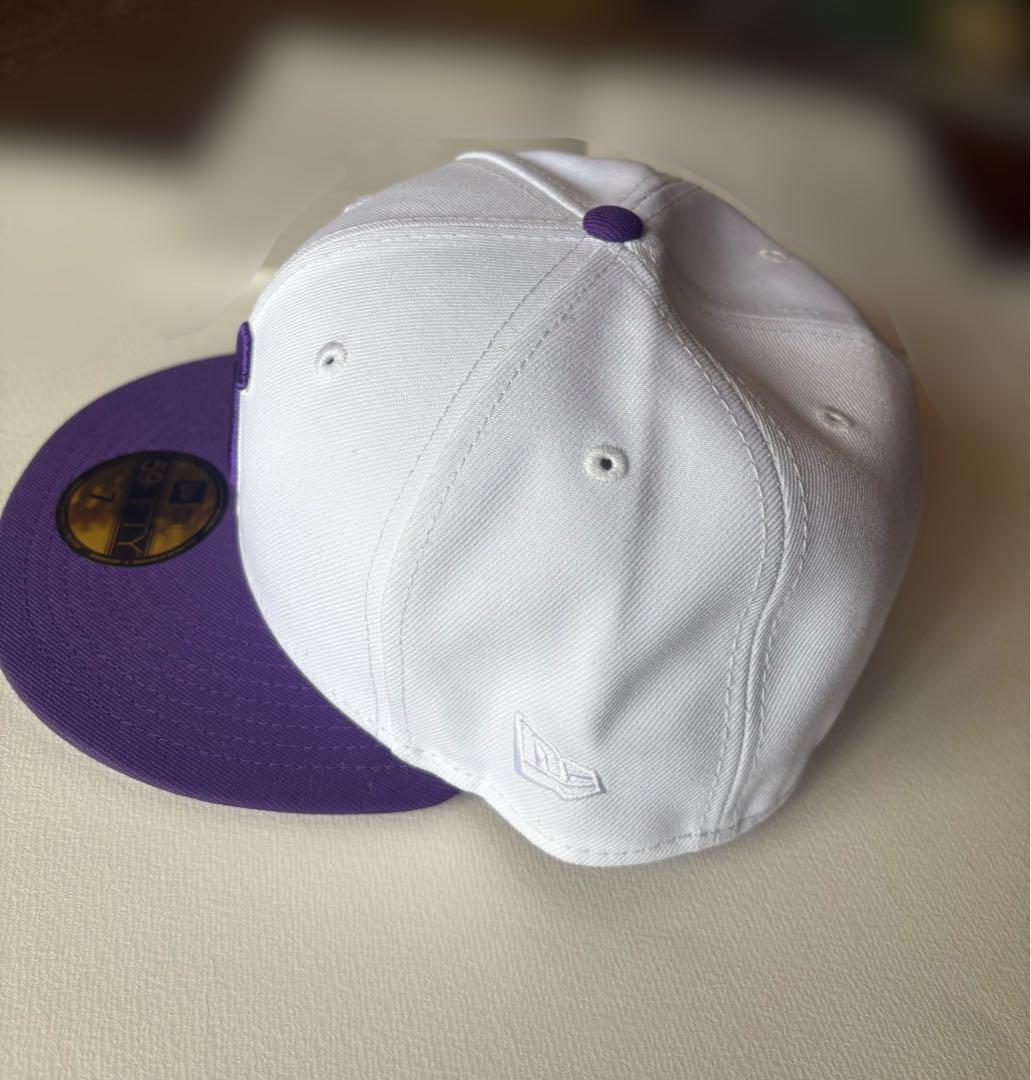 Supreme×New Era 59FIFTY キャップ Sロゴ7 1/2 白紫