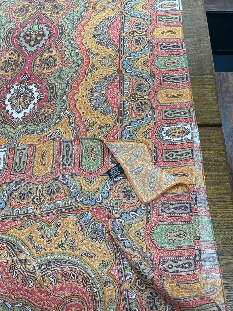 【美品】ETRO エトロ 大判ストール スカーフ ウール 130cm イタリア製