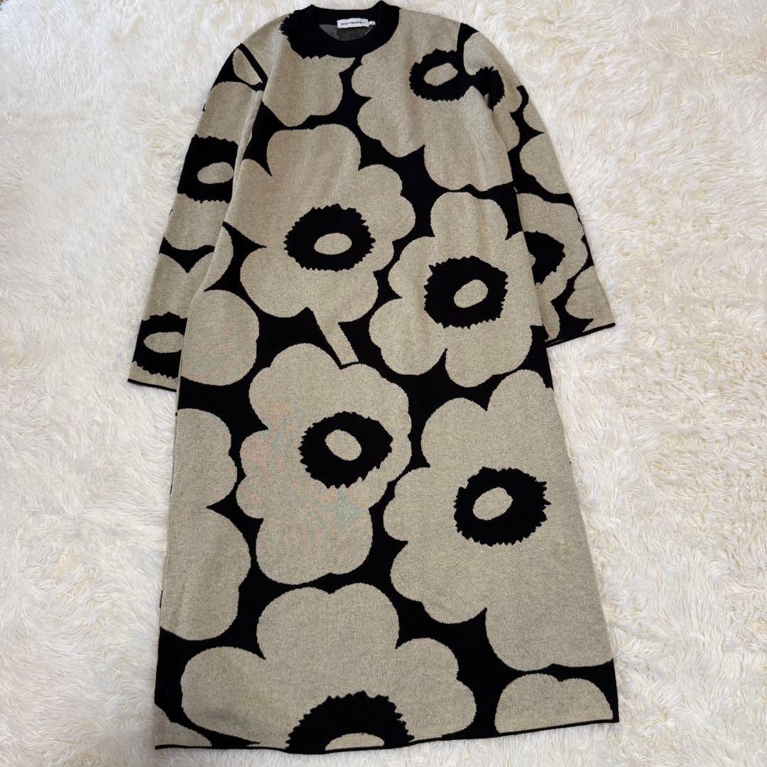 マリメッコ Ennallaan Unikko 花柄 ニットワンピース M 完売品