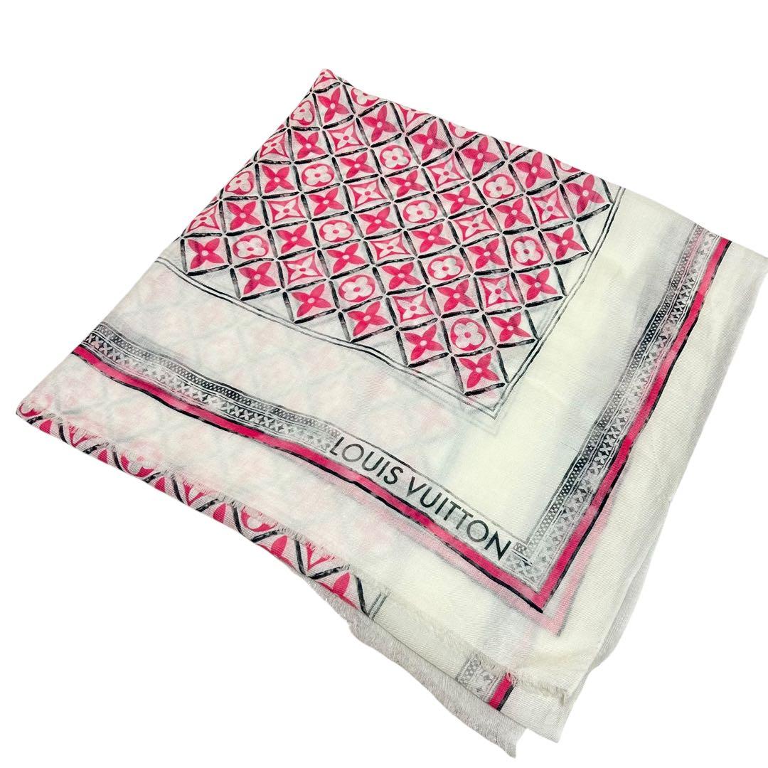 LOUIS VUITTON ストール　スカーフ　カシミヤ　フラワータイル
