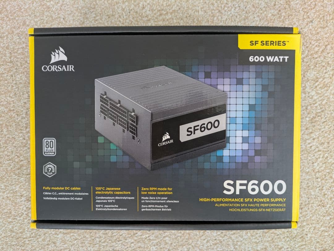 CORSAIR SF600 80 PLUS PLATINUM SFX電源ユニット