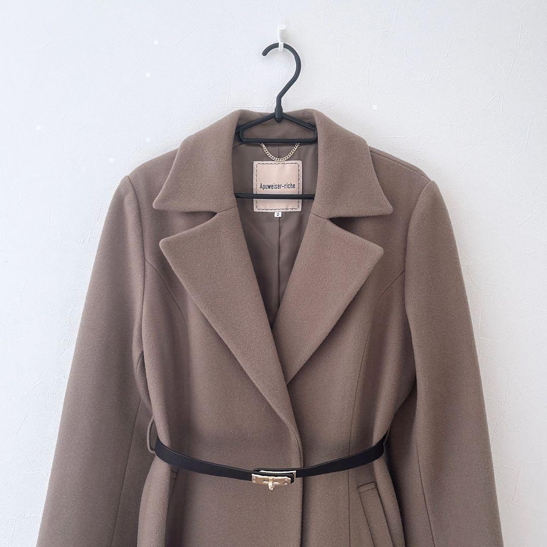 美品24AW Apuweiser-riche ベルト付ロングチェスターコート M