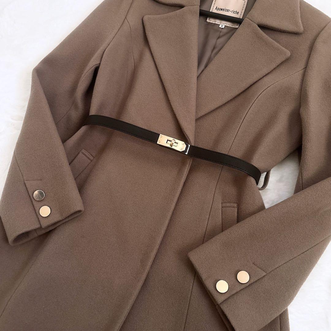 美品24AW Apuweiser-riche ベルト付ロングチェスターコート M
