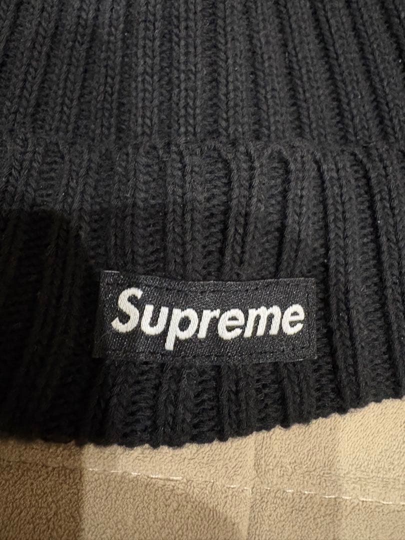 Supreme 黒 ニット帽 ビーニー