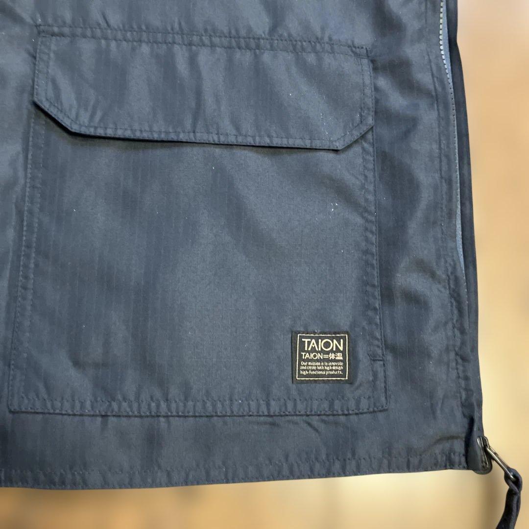 TAION ノンダウンベスト　リバーシブル　ネイビー　ブラウン　ミリタリー