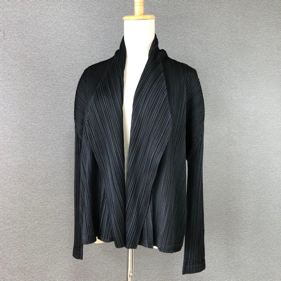 美品PLEATS PLEASE ショールカラー 長袖 カーディガン 4 ブラック