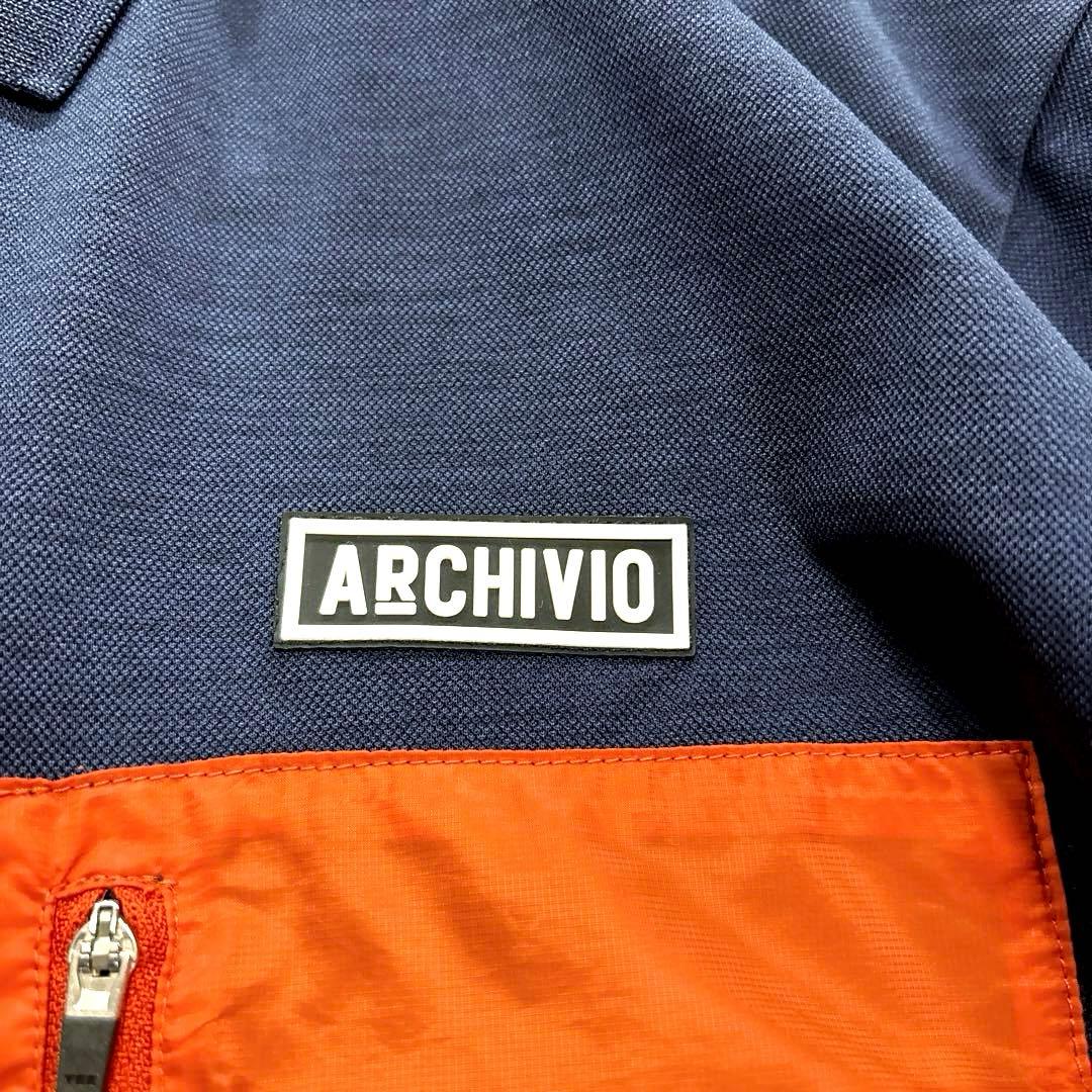 アルチビオ　半袖ポロシャツ　ネイビー　48 L バックロゴ　オレンジポケット