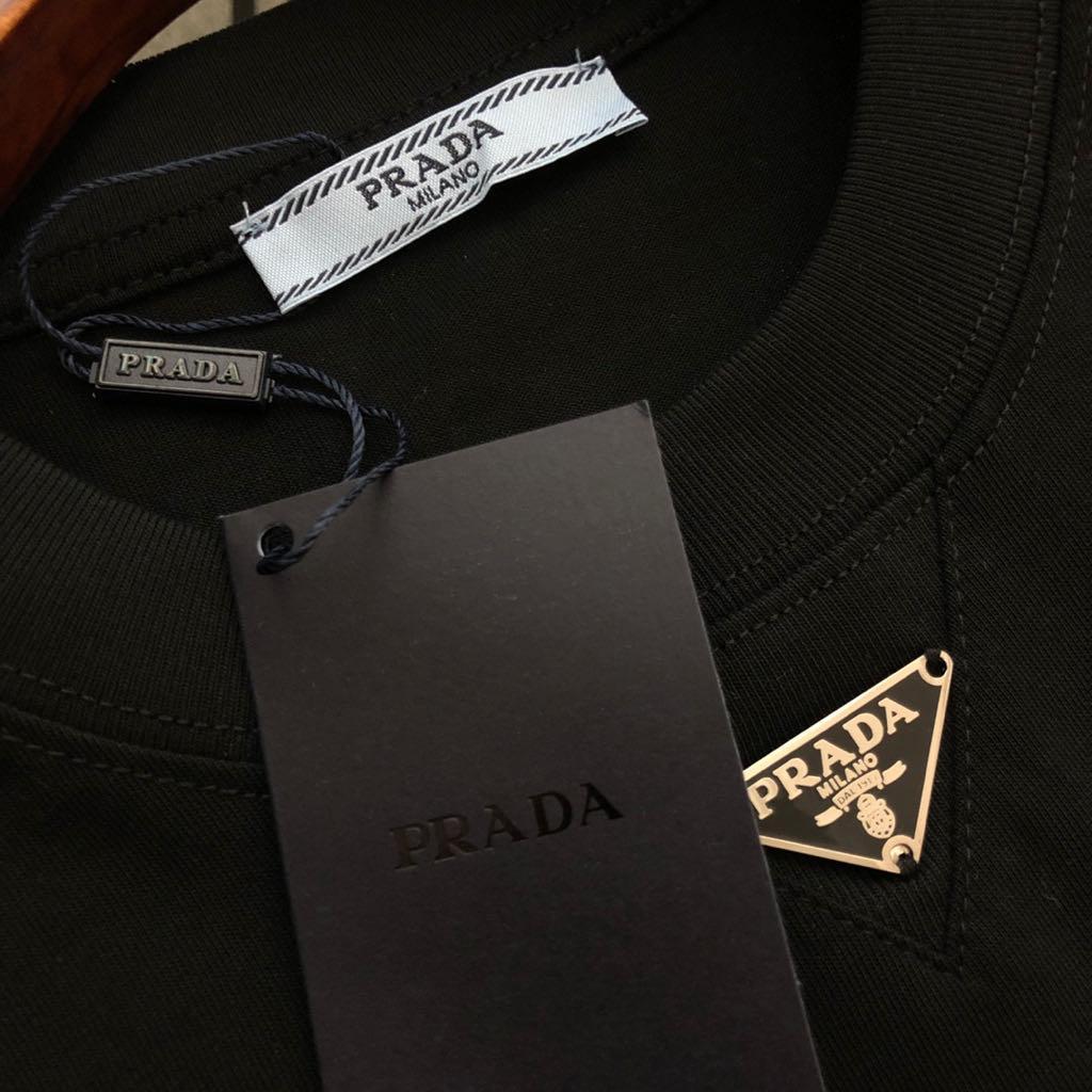 PRADA プラダ Tシャツ ブラック メンズ トライアングルロゴプレート