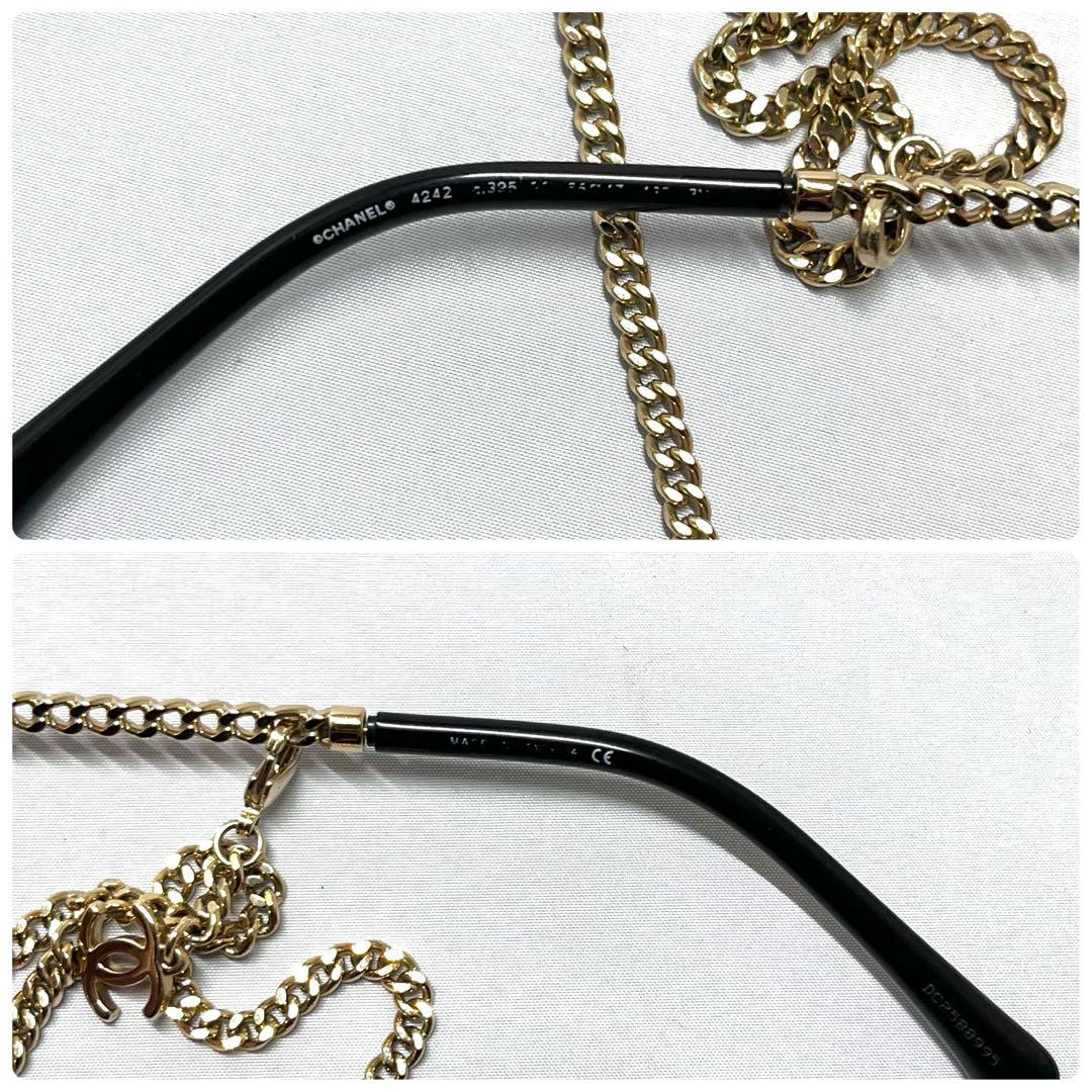 【付属品付き】CHANEL シャネル ココマーク チェーン サングラス ゴールド