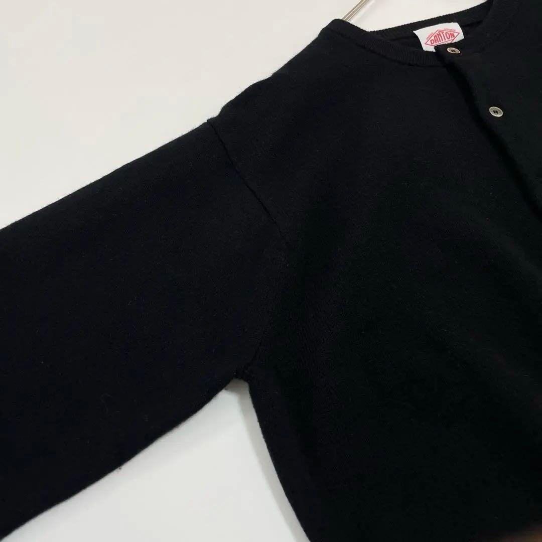 美品♡ ダントン ラムウール クルーネックニットカーディガン ブラック 36