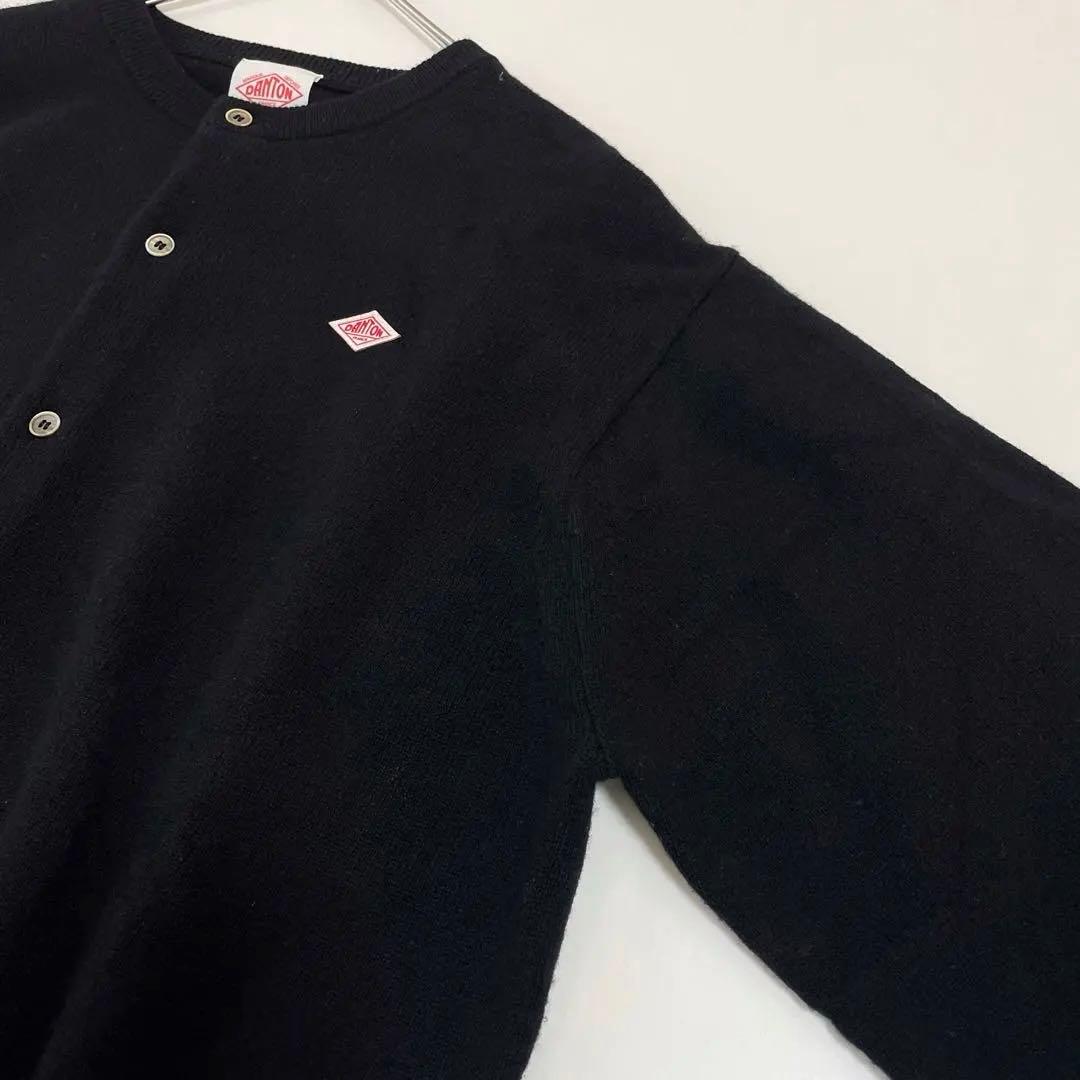 美品♡ ダントン ラムウール クルーネックニットカーディガン ブラック 36