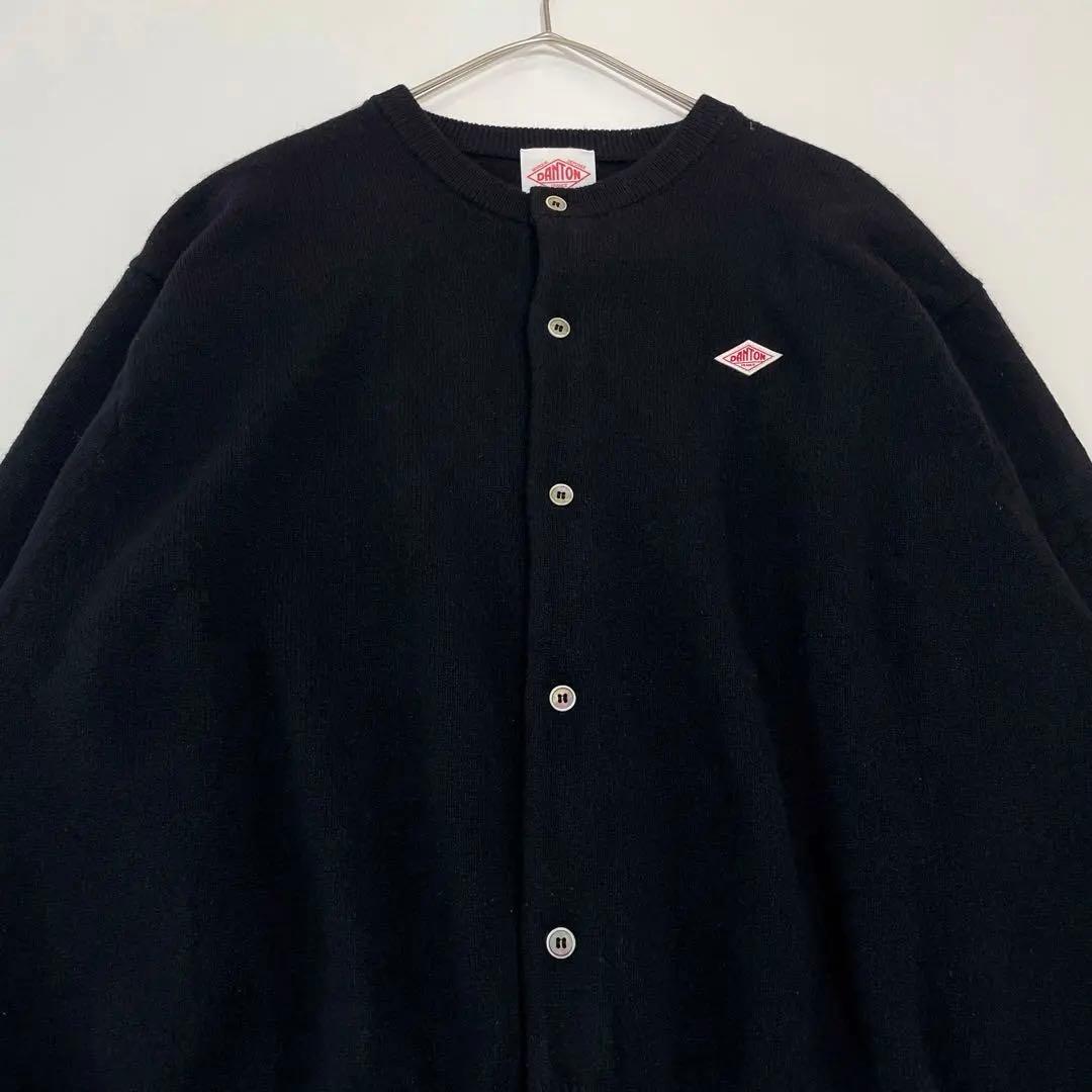 美品♡ ダントン ラムウール クルーネックニットカーディガン ブラック 36