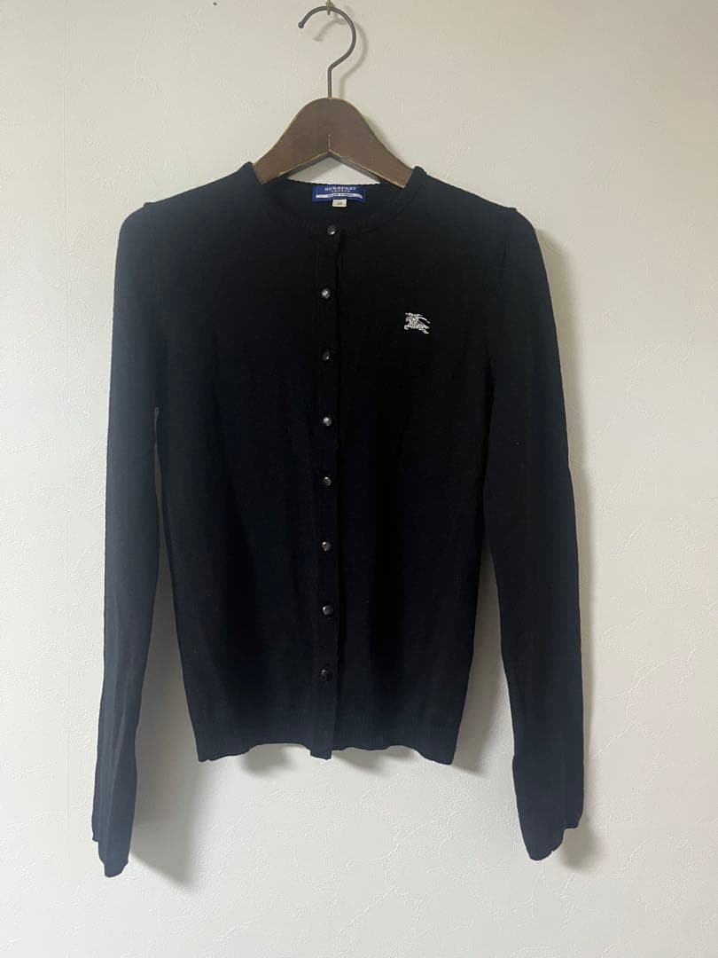 BURBERRY LONDON BLUE LABEL 黒カーディガン 38 ロゴ