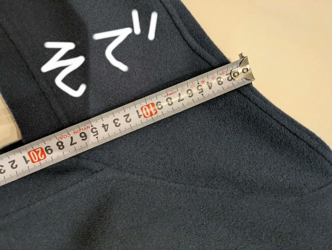 iCB ウールリバーノーカラーコート カシミヤ混 ネイビー 大きいサイズ 46
