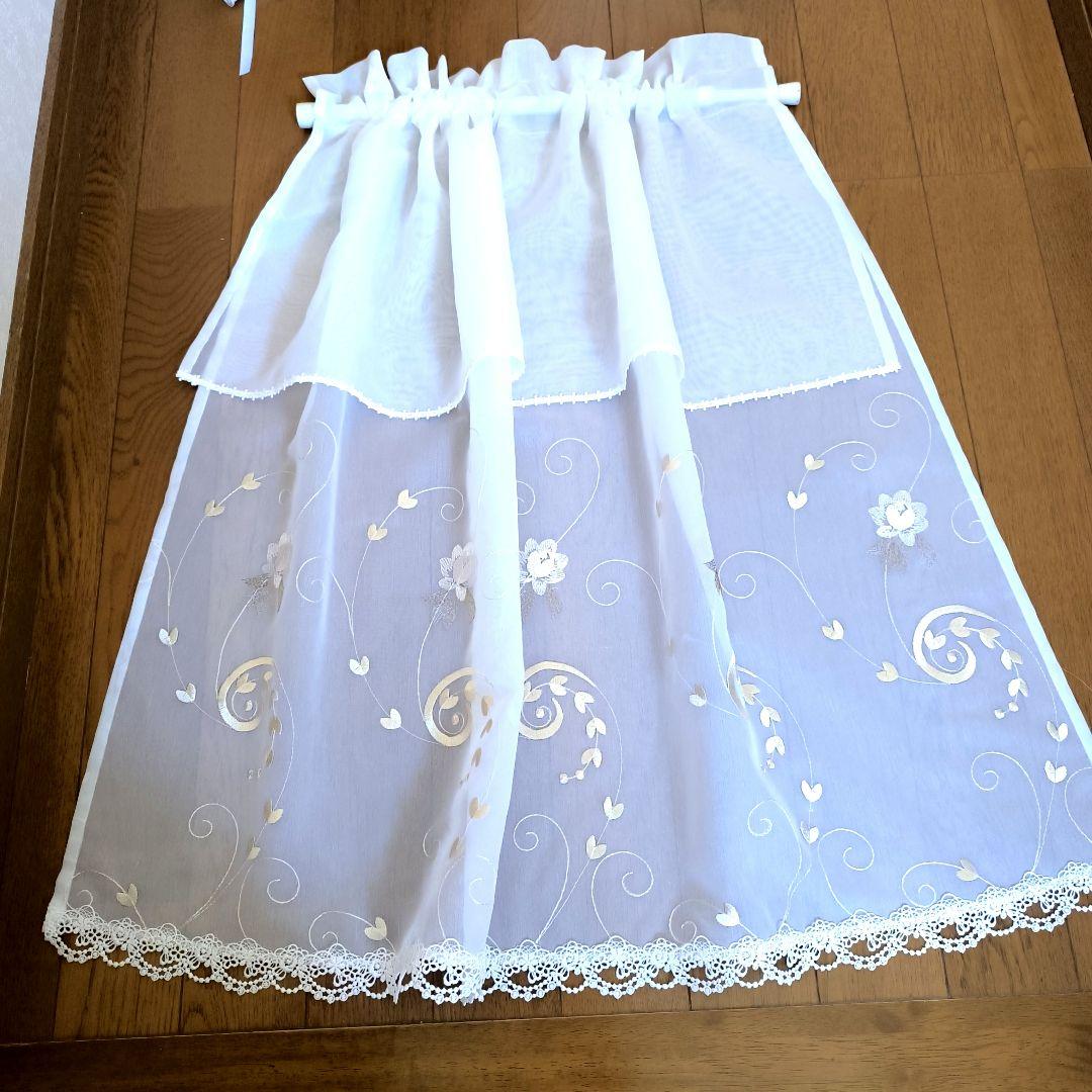 カフェカーテン【ぷりん様オーダー品　トルコレースダブルデザイン】