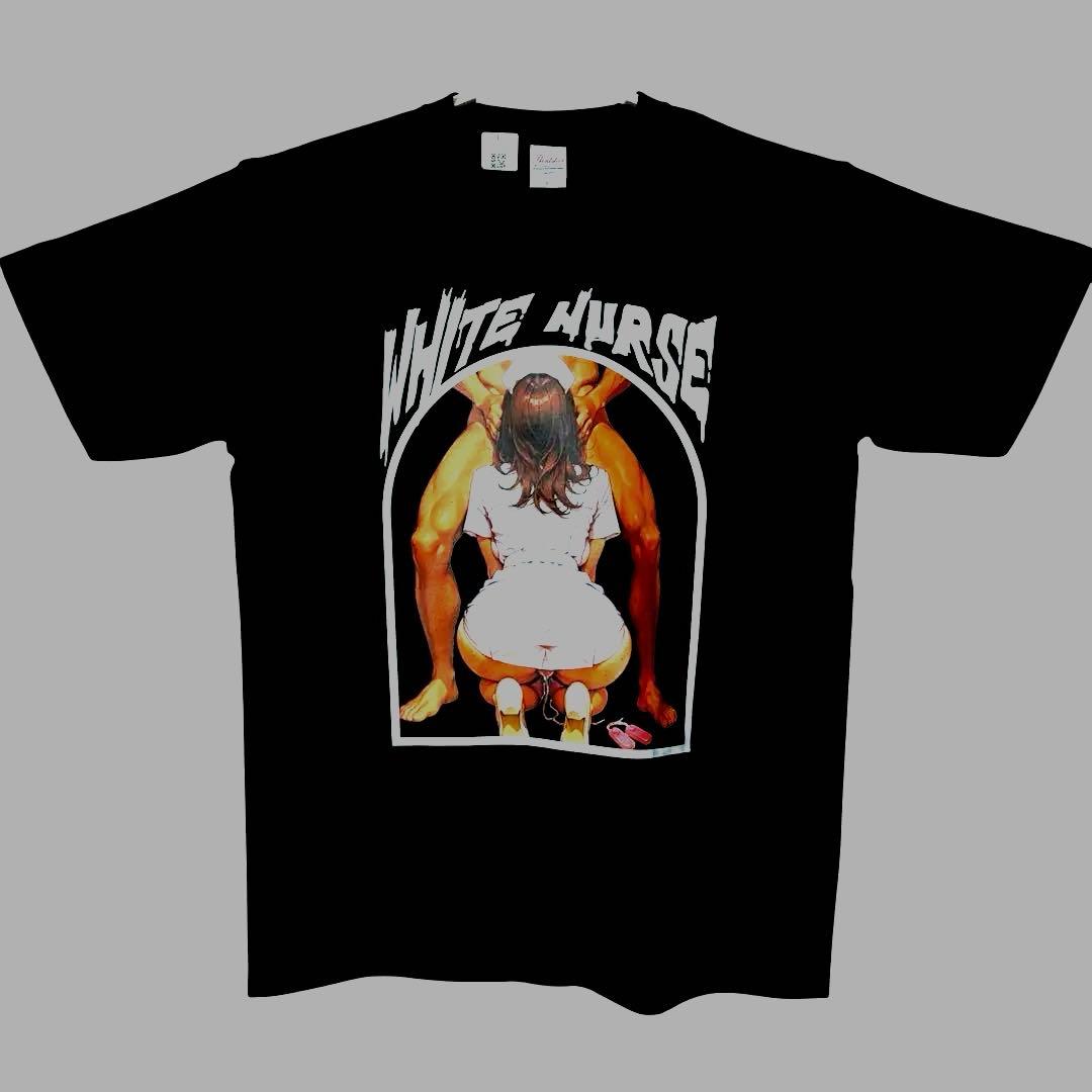ホワイト 黒 L 綿7.4oz エロTシャツ アートTシャツ 匿名発送