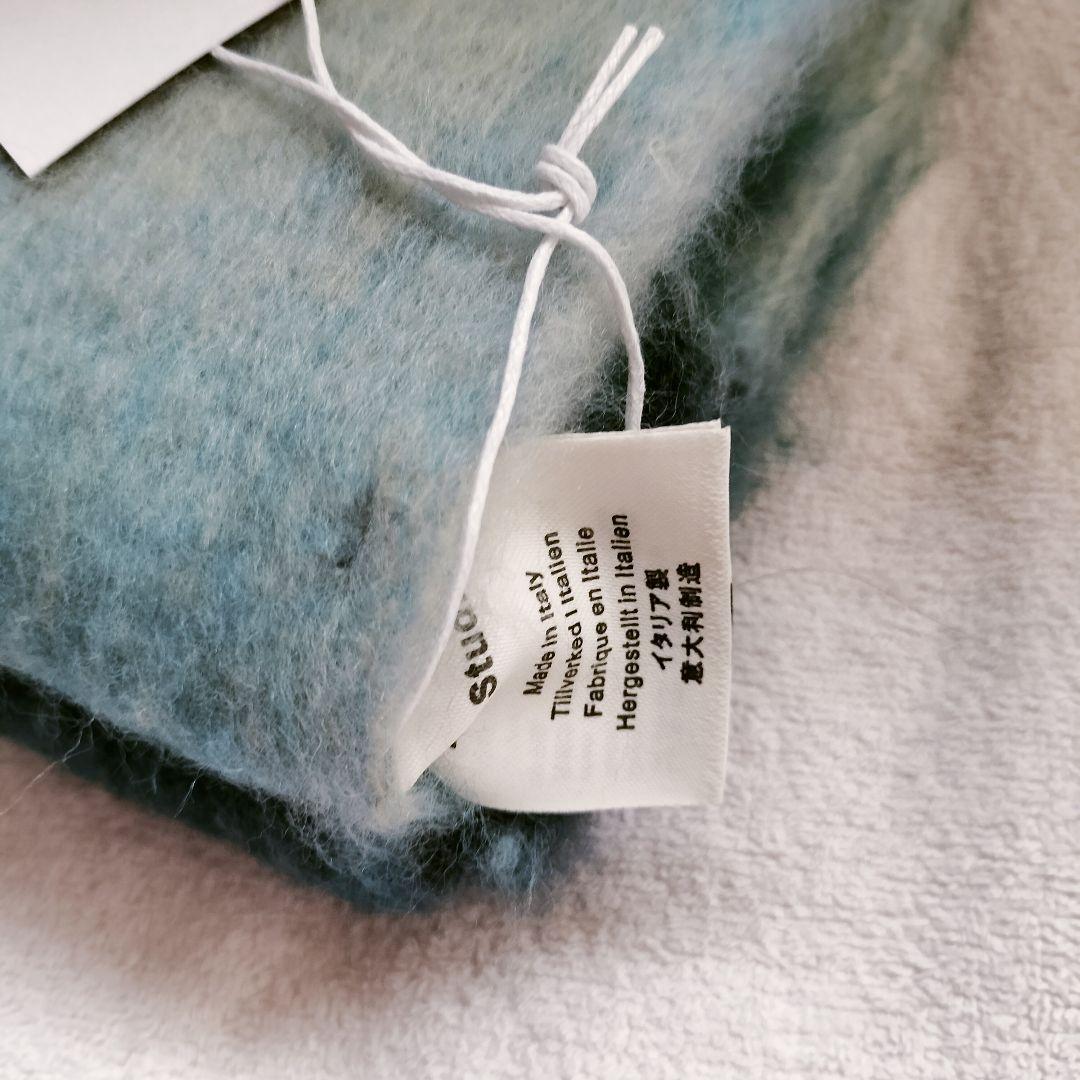 ブルー　Acne Studios モヘアチェックスカーフ