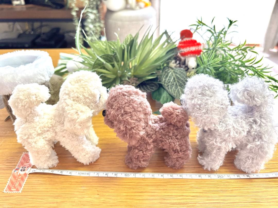 モールアート　犬　3兄弟わんこセット （クリーム色グレー色小豆色よりの茶色）
