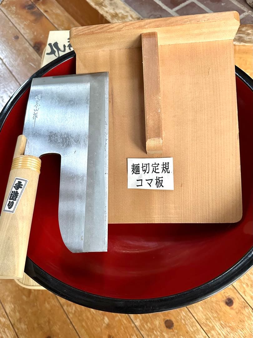 そば切り包丁とこね鉢とコマ板セット