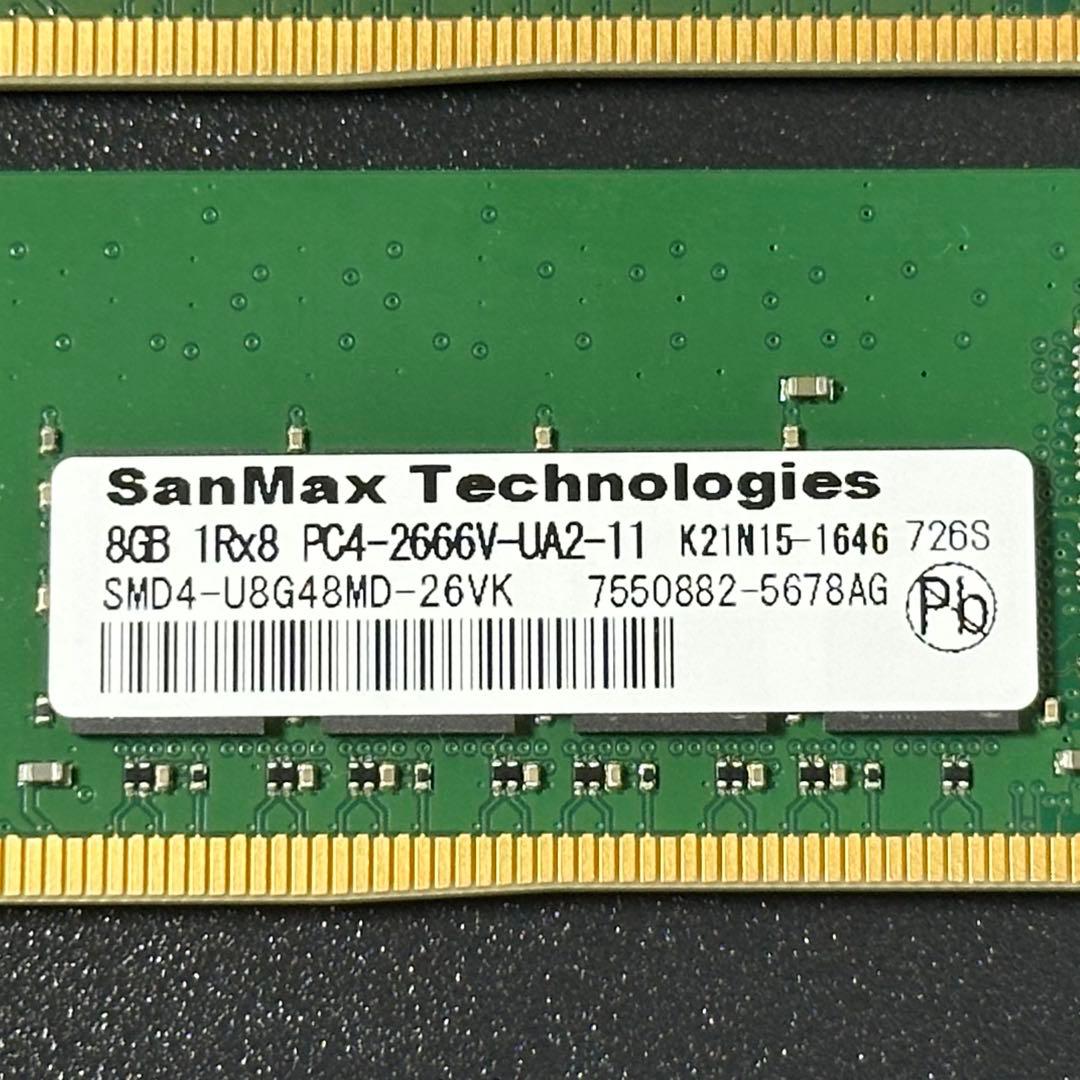 【動作保証】DDR4-2666 32GB(8GB×4枚) SanMax 134