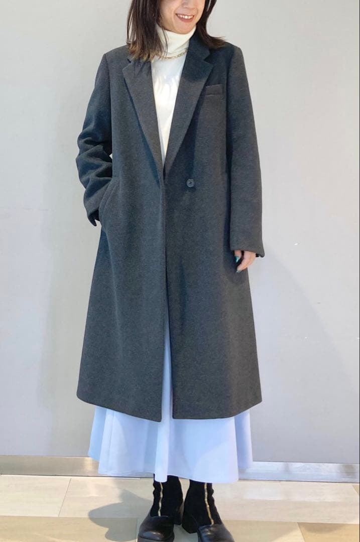 は*う様 UNIQLO Cロングコート XLサイズ　男女兼用　ダークグレー