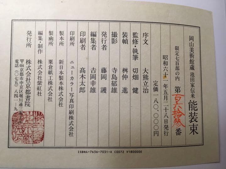 岡山美術館蔵　池田家伝来　能装束