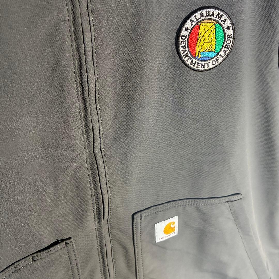 【USA古着】カーハートスーパーダックベスト2XL 企業刺繍レインソフトシェル