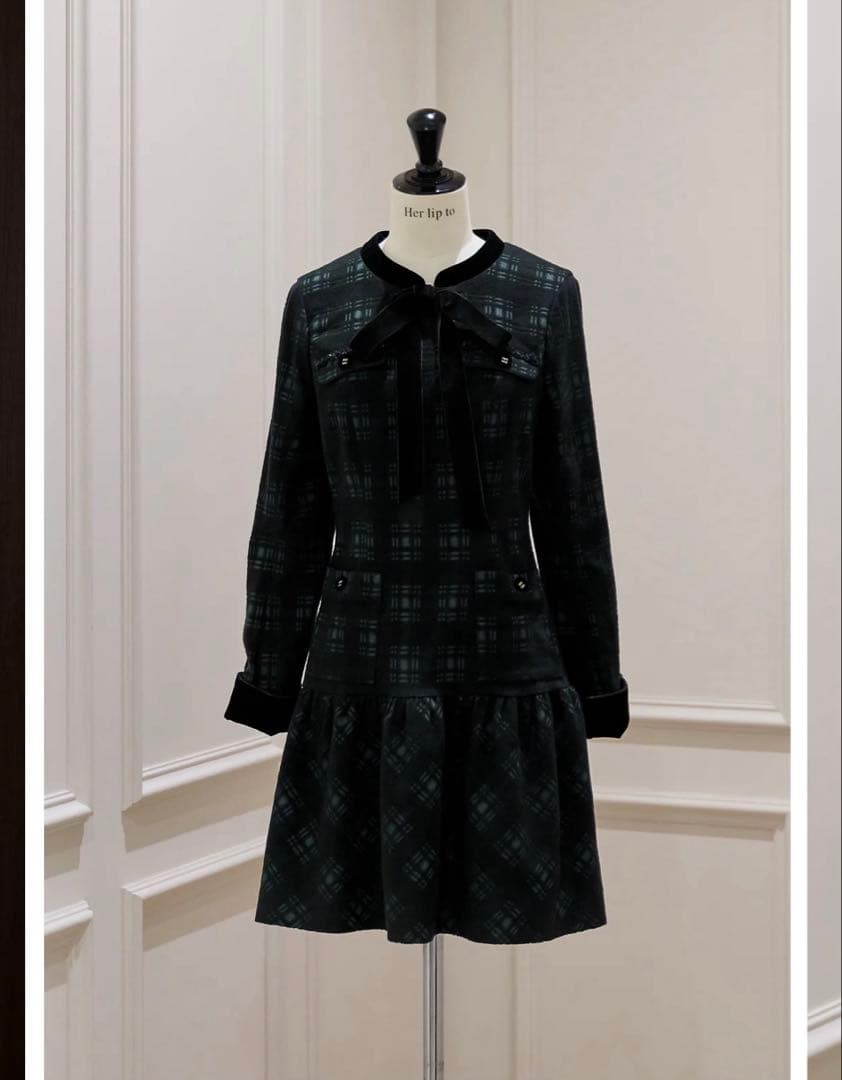 herlipto Lapérouse Mini Dress ダークグリーン M