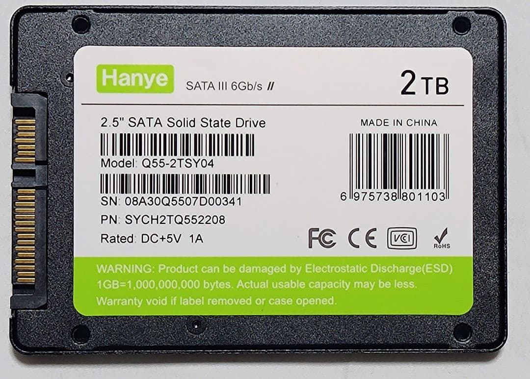 Hanye Q55 2TB SATA SSD 2.5インチ 動作不可 ジャンク品
