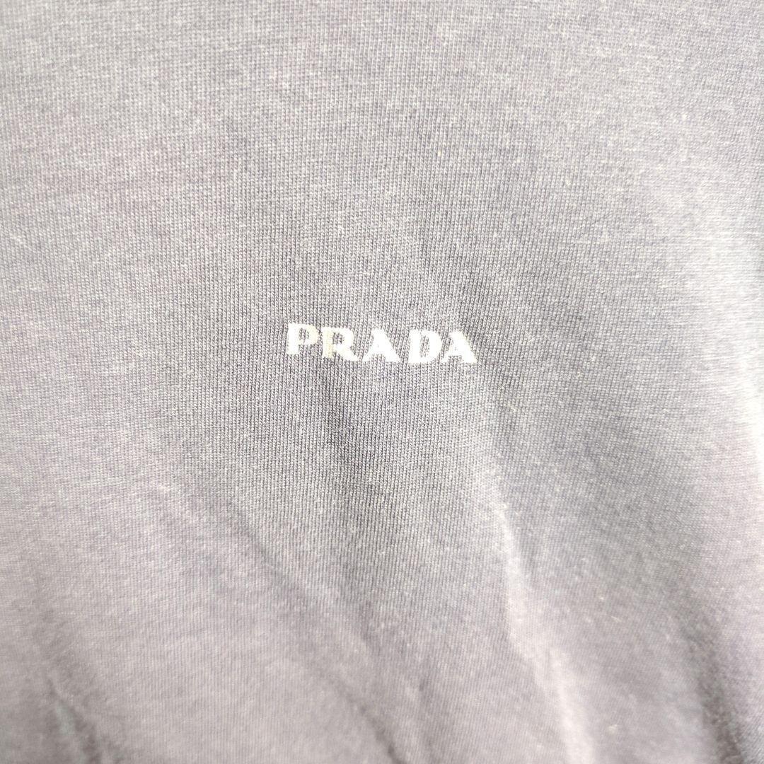 PRADA　プラダ　長袖Tシャツ　黒　ブラック　胸　ロゴ　Ⅼ　モーリシャス製