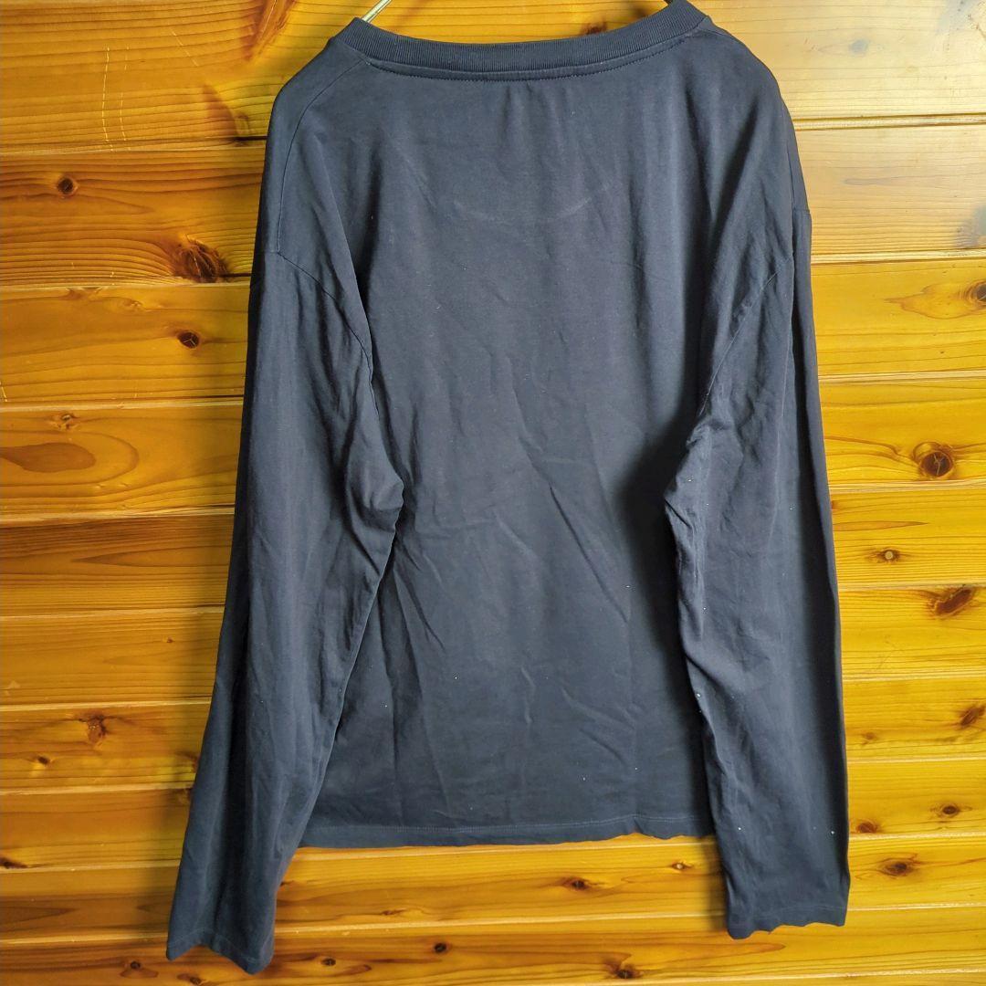 PRADA　プラダ　長袖Tシャツ　黒　ブラック　胸　ロゴ　Ⅼ　モーリシャス製