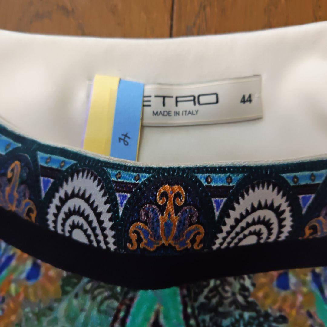 訳あり　ETRO 半袖膝丈ワンピース　シルク100%　イタリア製　44号Lサイズ