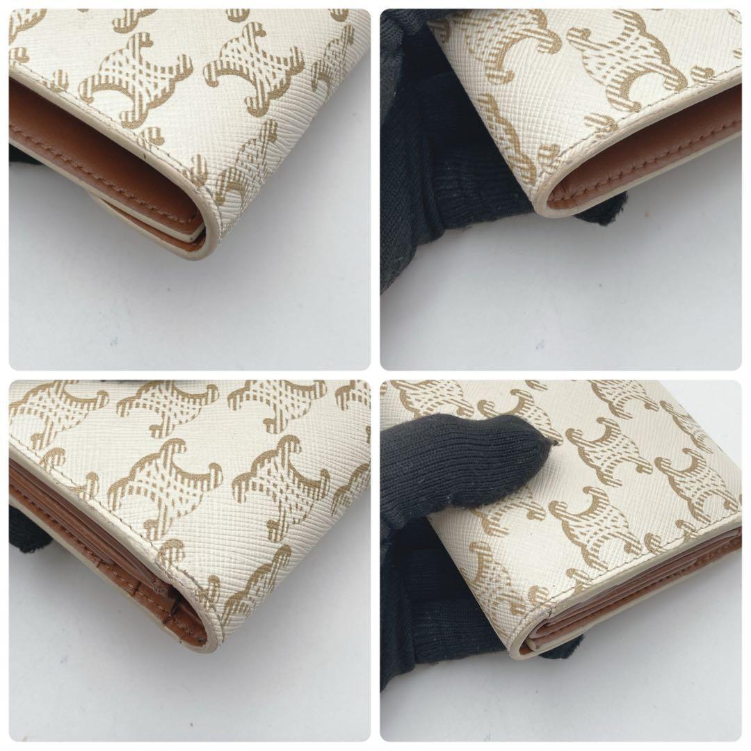 ☆美品☆セリーヌ 財布 トリオンフ スモールフラップウォレット 白 総柄