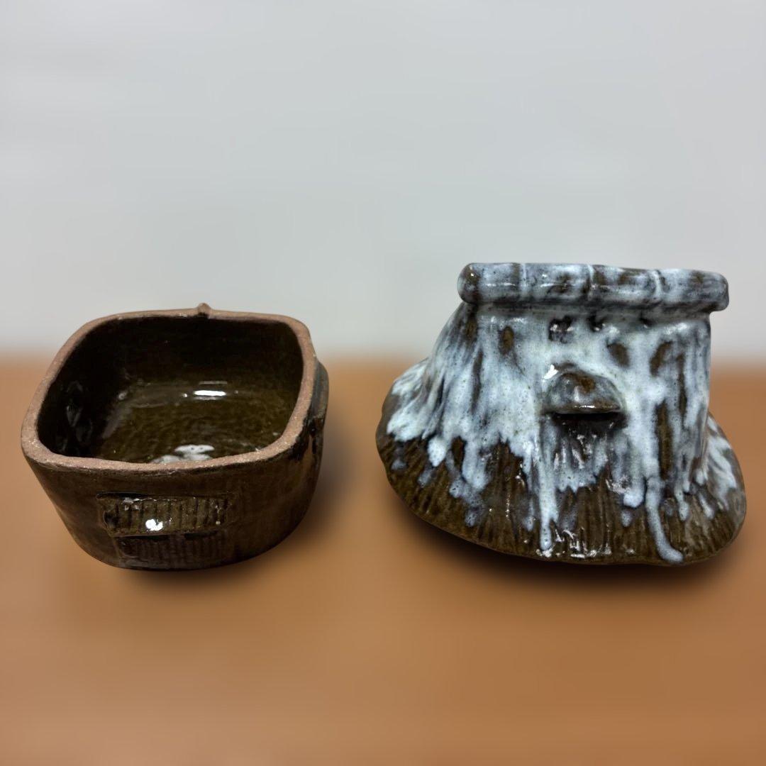 【超美品】陶器製香炉香合　小物入れ　置物　ジュエリー　茶道具　煙突有り