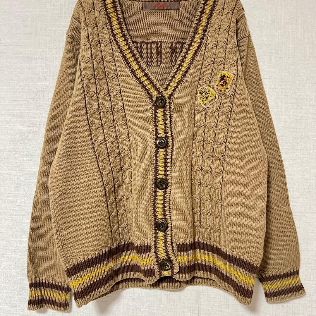 希少♡ ピンクハウス ニットカーディガン 羽織り 綿100% デカロゴ 厚手