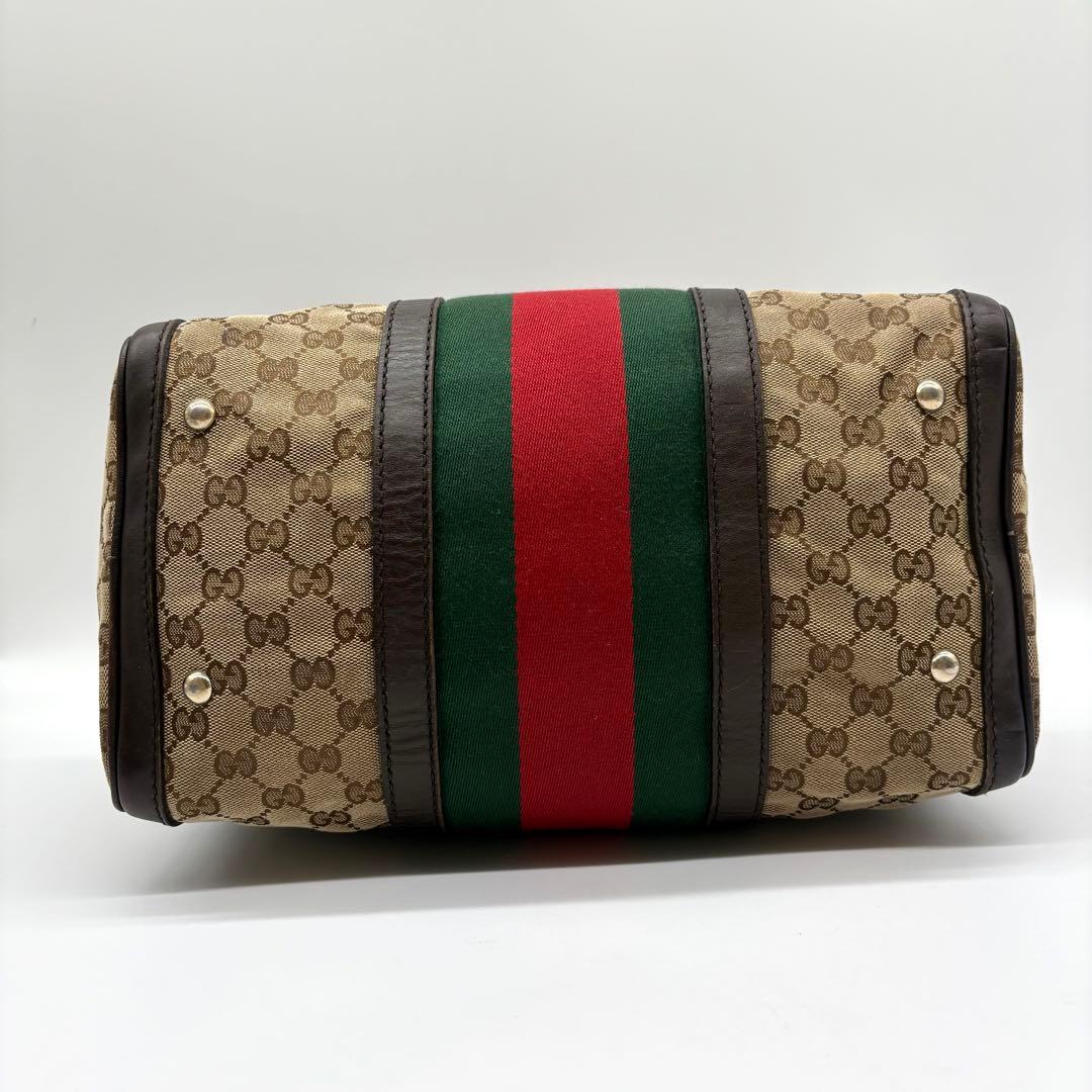【美品】GUCCI ボストンバッグ GGキャンバス シェリーライン 2way