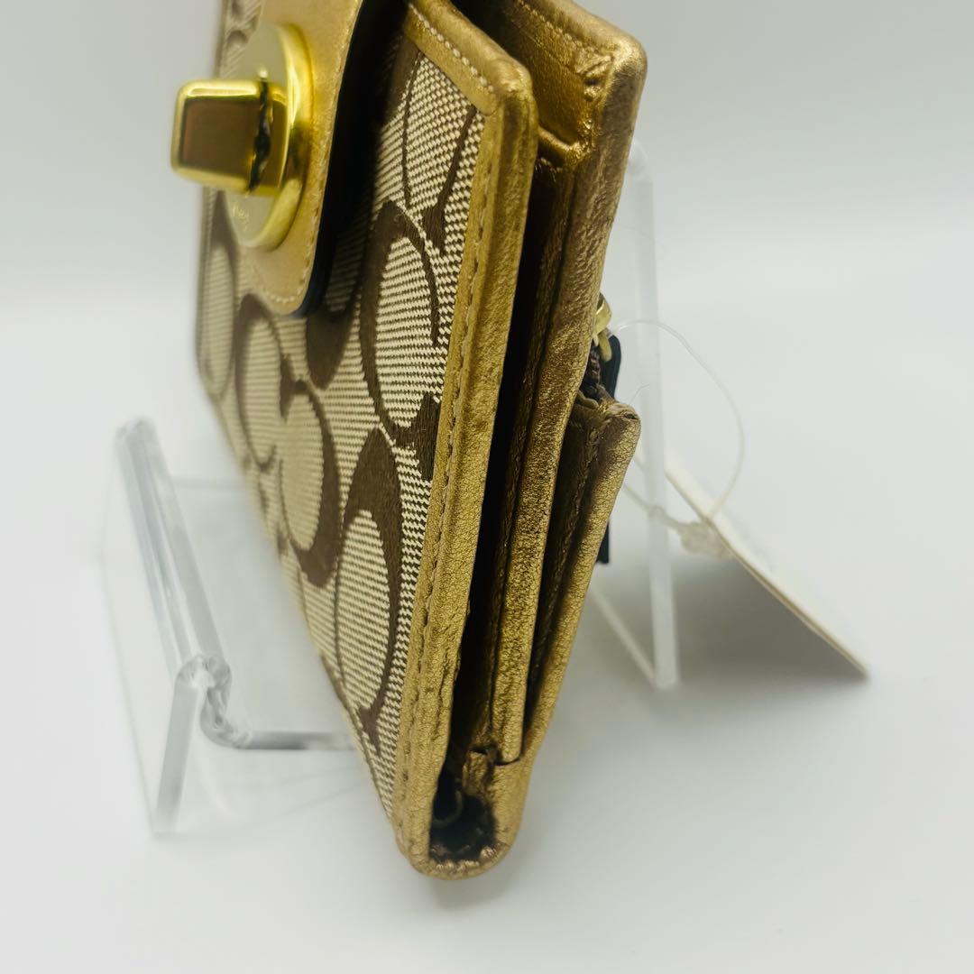 未使用品◎ COACH コーチ ターンロック 折り財布 札入れ シグネチャー