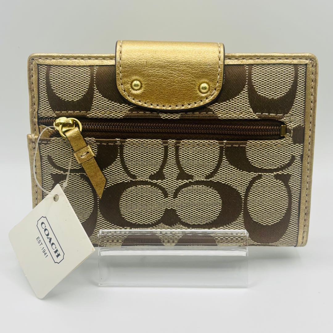 未使用品◎ COACH コーチ ターンロック 折り財布 札入れ シグネチャー