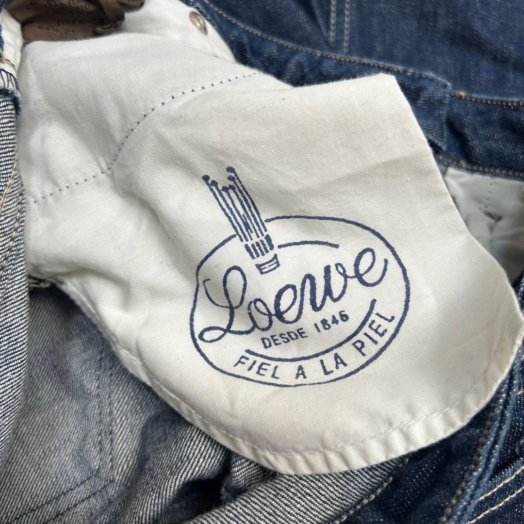 ✨ LOEWE ロエベ クロップド丈　デニムパンツ　ジーンズ　アナグラム 刺繍