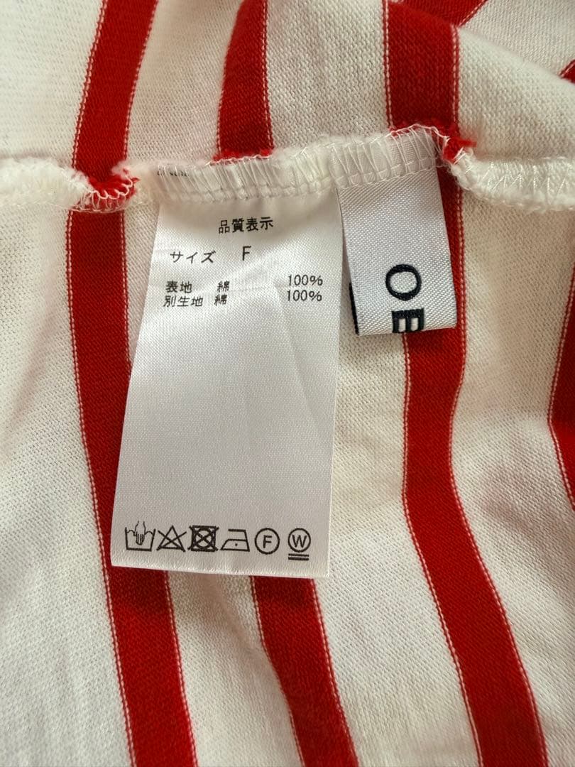 OBLI♡obli♡オブリ パワーショルダーボーダーカットソー半袖/レッド