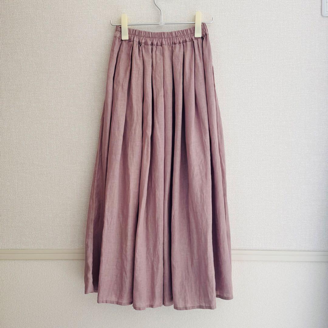 【美品】fog linen work スカート ロングスカート リネン ピンク