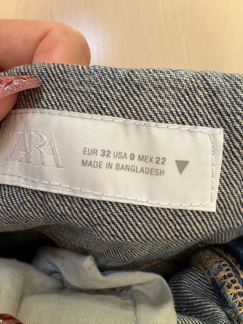 完売品 ZARA TRF ミッドライズ折り返しウエストデニムパンツ 32 5号