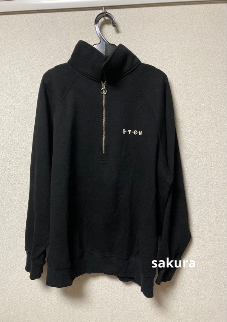 定価¥15,000＊antiqua ゴルフ STCH＊ハーフジップトップス 黒
