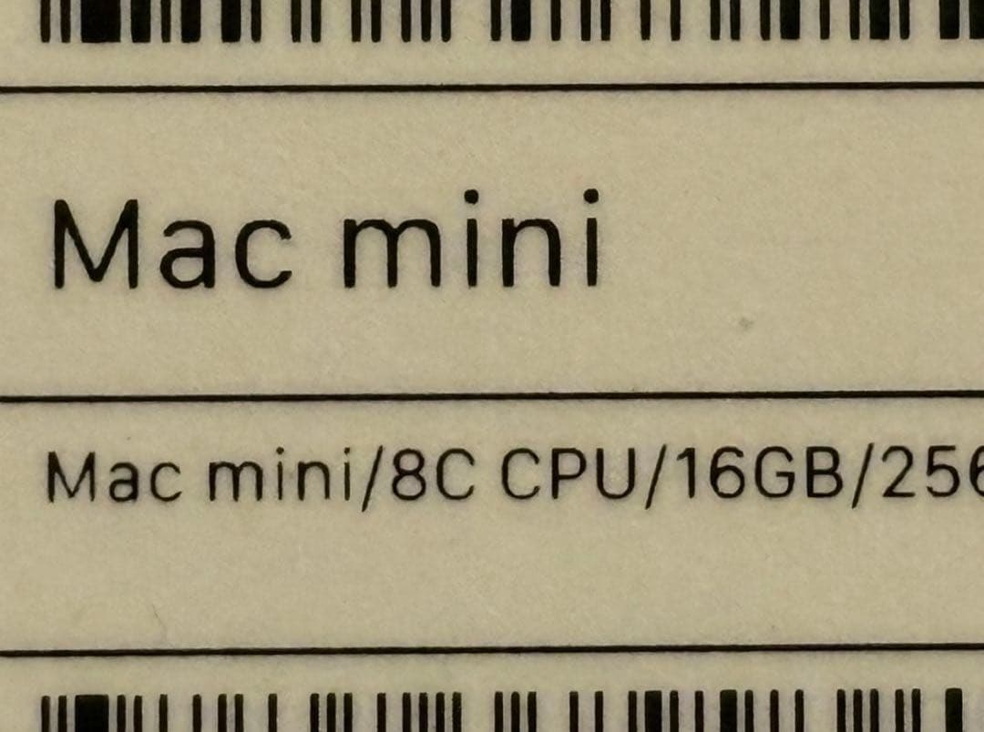 Mac mini 2020 M1チップ メモリ16GB SSD256GB