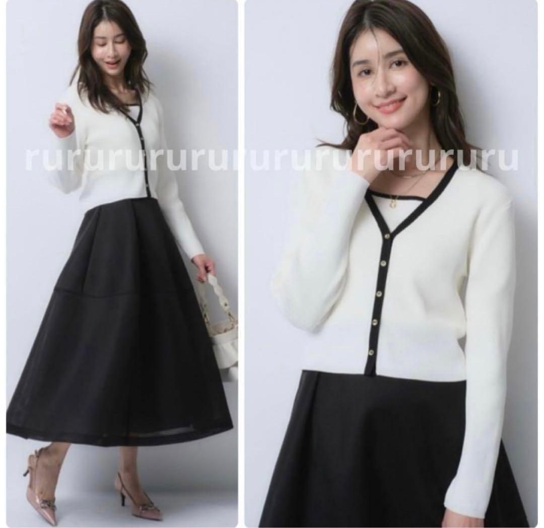 春服★新品★JUSGLITTY コンパクトVカーデアンサンブル　2点セット　お得