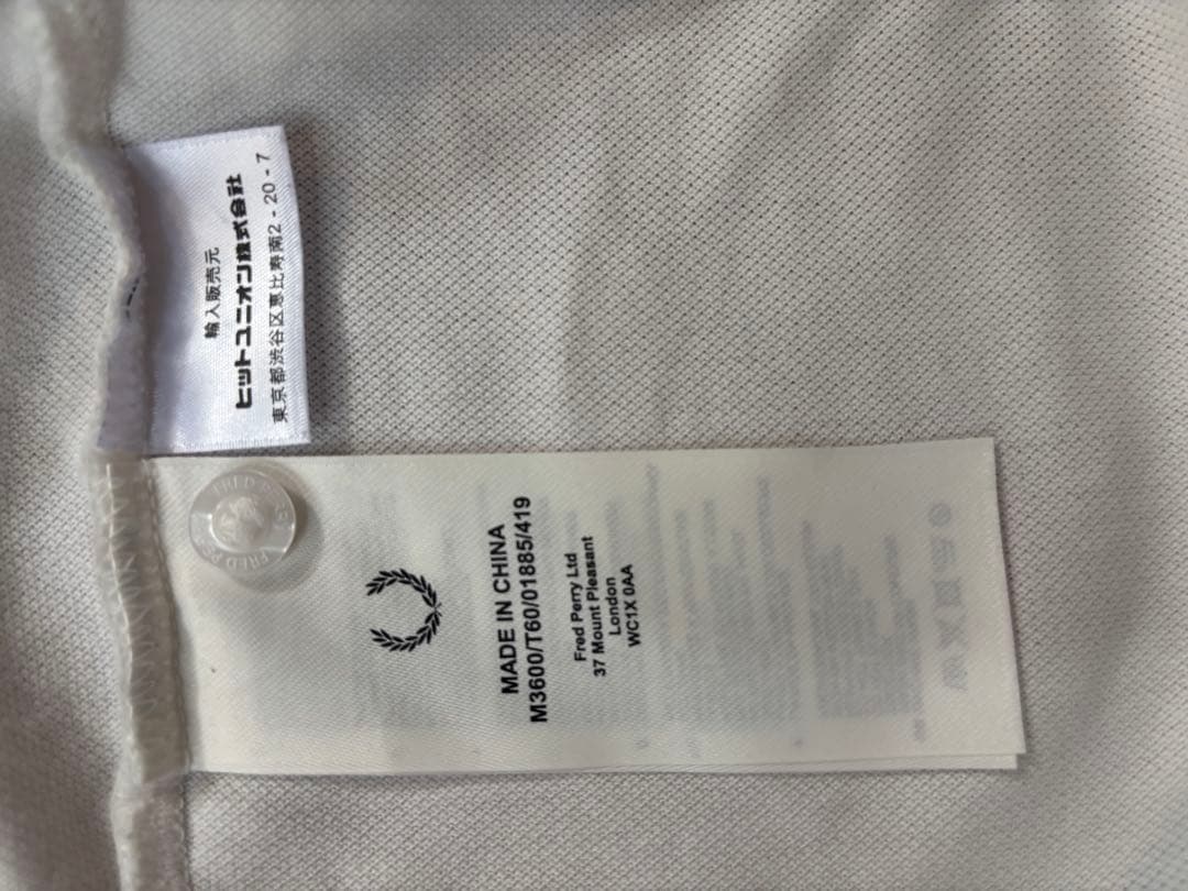 FRED PERRY ホワイト ポロシャツ Mサイズ