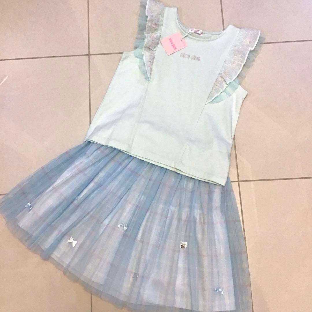 新品未使用 メゾピアノ セットアップ ノースリーブT チュールスカート 140