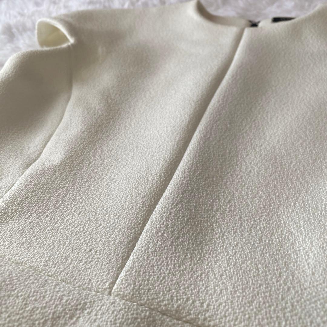 【美品】YOKO CHAN 膝丈ワンピース 半袖 コクーン アイボリー 38 M