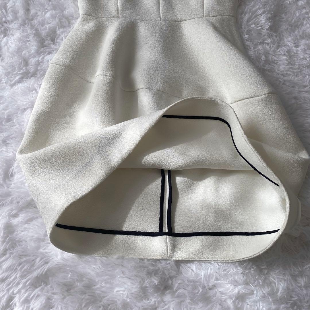 【美品】YOKO CHAN 膝丈ワンピース 半袖 コクーン アイボリー 38 M